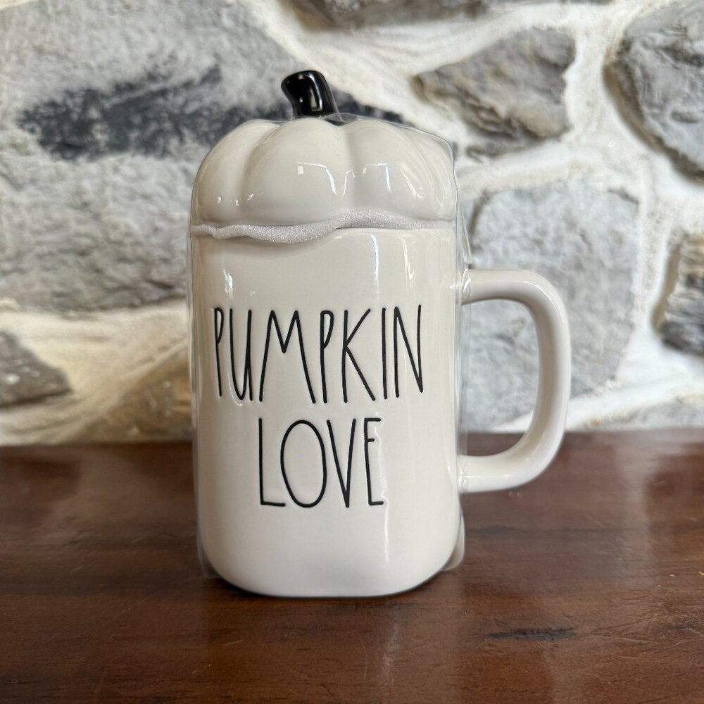 New Rae Dunn fall mug pumpkin love w/ pumpkin lid